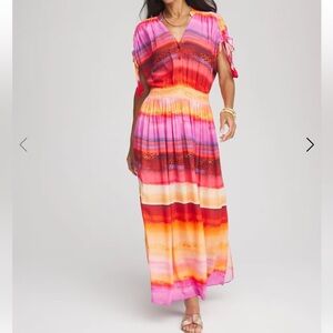 Chico’s Rio Sunset Maxi Dress Multi Sunset Colored Size 16
